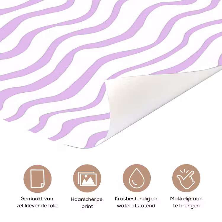 Deursticker - Lila - Geometrisch - Golfjes - Lijnen - Patroon — 3