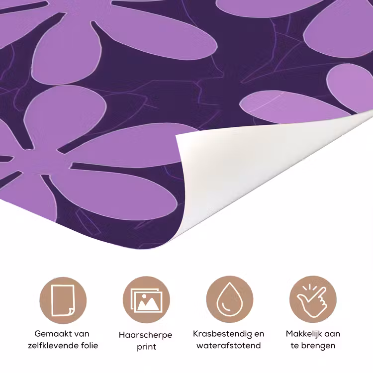 Deursticker - Paars - Botanisch - Bloemen - Retro - Patroon — 3