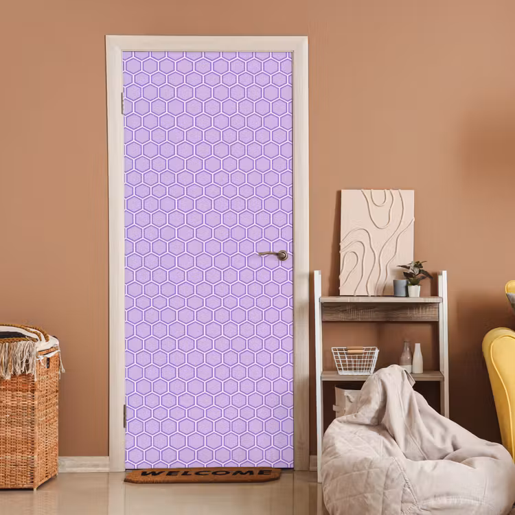 Deursticker - Paars - Geometrisch - Honeycomb - Bijenraat - Patroon — 2