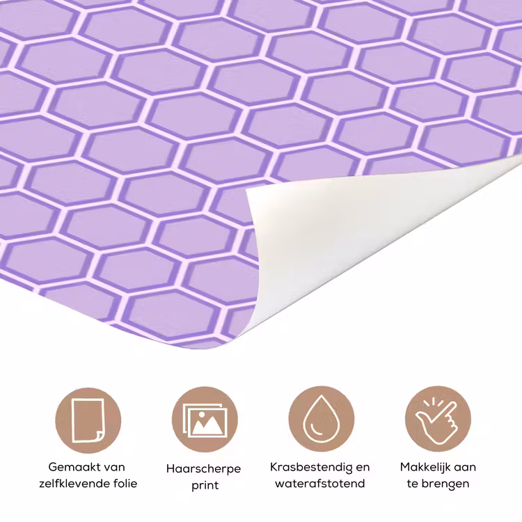 Deursticker - Paars - Geometrisch - Honeycomb - Bijenraat - Patroon — 3