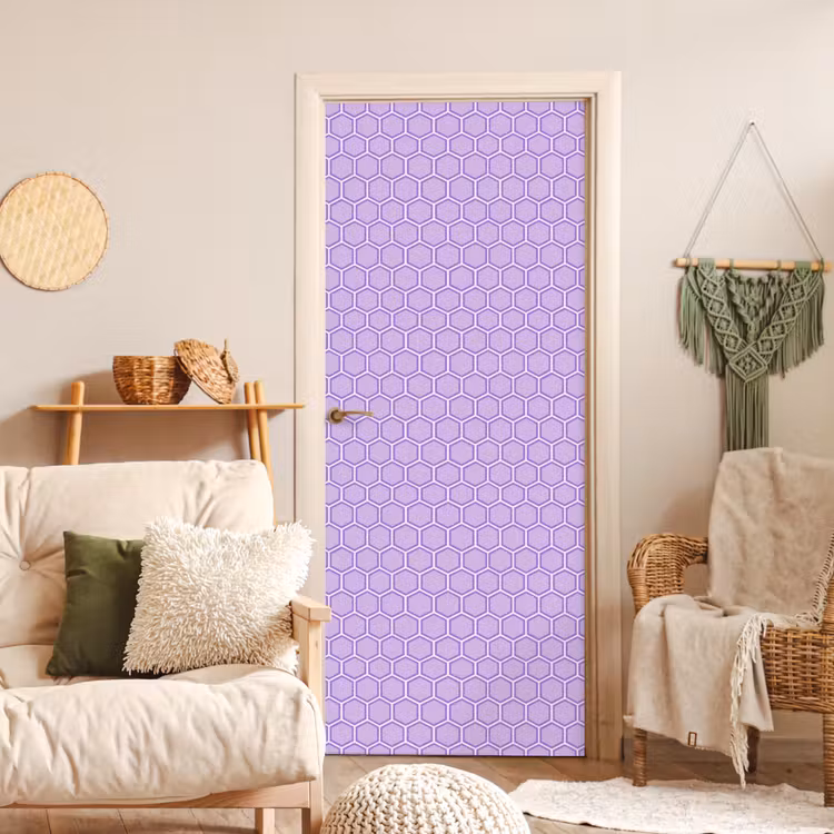 Deursticker - Paars - Geometrisch - Honeycomb - Bijenraat - Patroon — 4