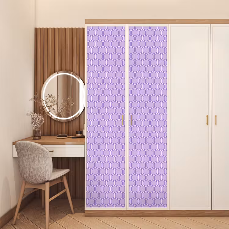 Deursticker - Paars - Geometrisch - Honeycomb - Bijenraat - Patroon — 5