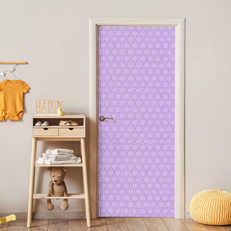Deursticker - Paars - Geometrisch - Honeycomb - Bijenraat - Patroon — 6