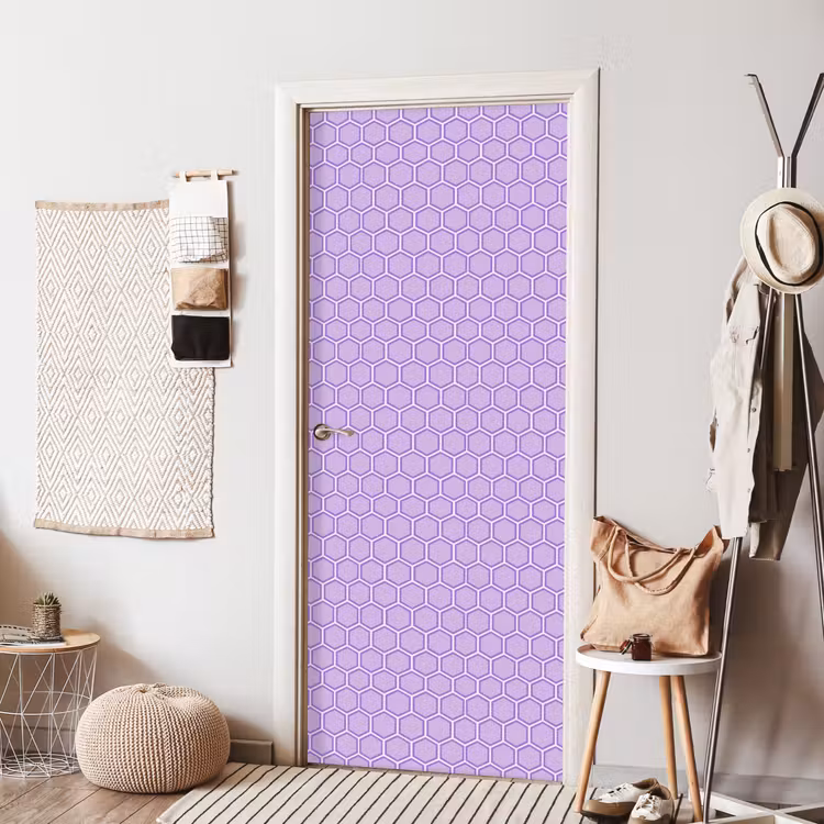 Deursticker - Paars - Geometrisch - Honeycomb - Bijenraat - Patroon — 8