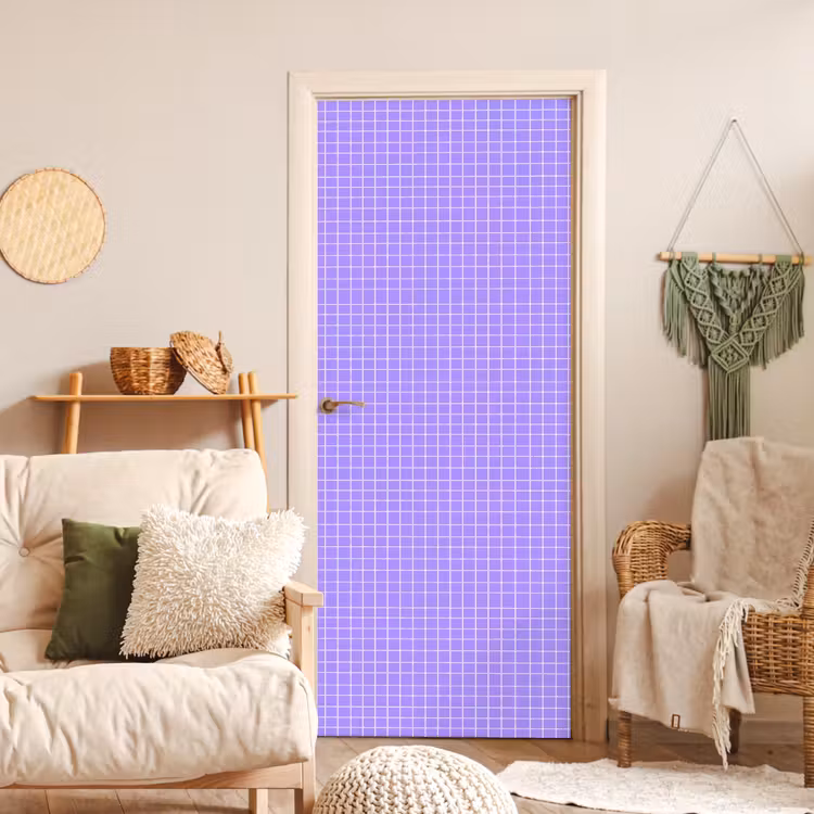 Deursticker - Paars - Geometrisch - Raster - Minimalistisch - Patroon — 4