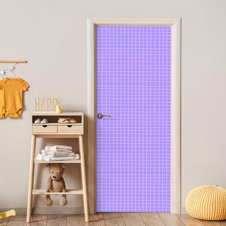 Deursticker - Paars - Geometrisch - Raster - Minimalistisch - Patroon — 6