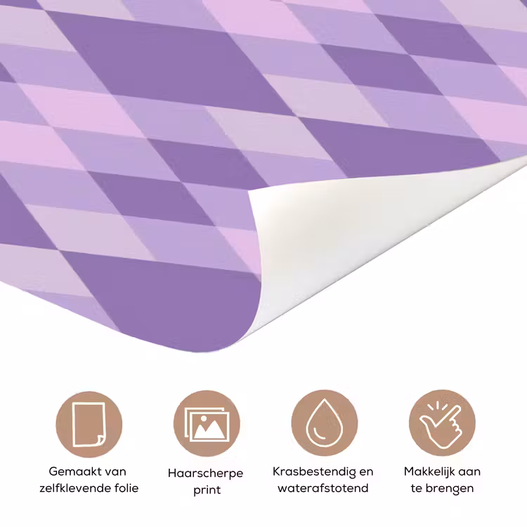 Deursticker - Paars - Geometrisch - Ruiten - Argyle - Patroon — 3