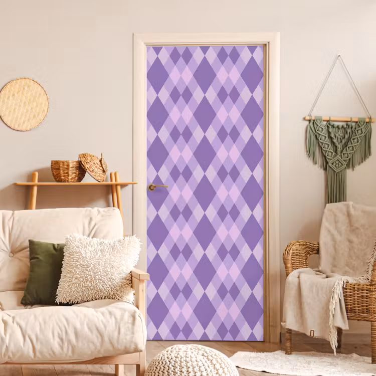 Deursticker - Paars - Geometrisch - Ruiten - Argyle - Patroon — 4
