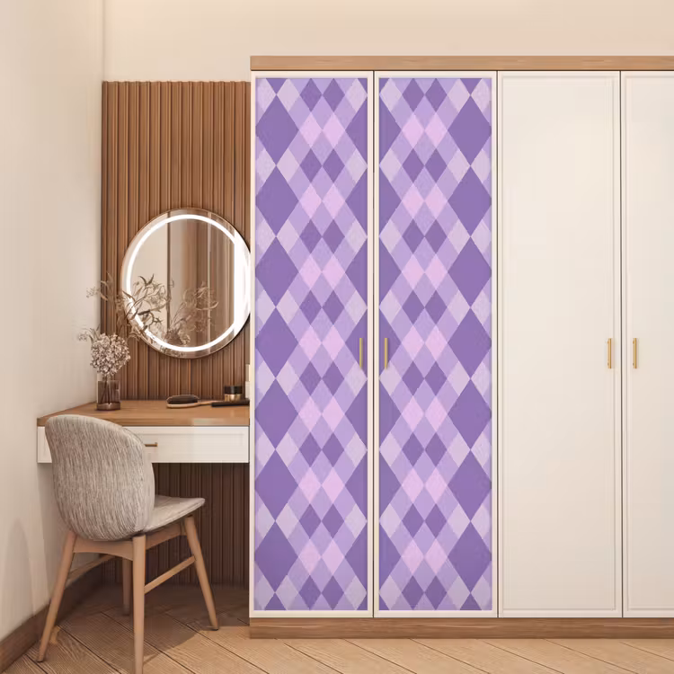 Deursticker - Paars - Geometrisch - Ruiten - Argyle - Patroon — 5