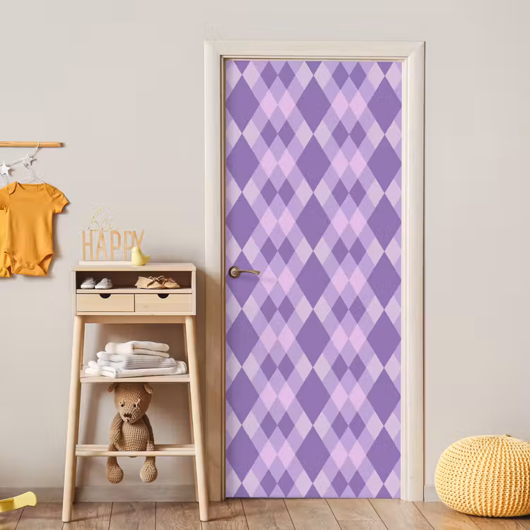 Deursticker - Paars - Geometrisch - Ruiten - Argyle - Patroon — 6