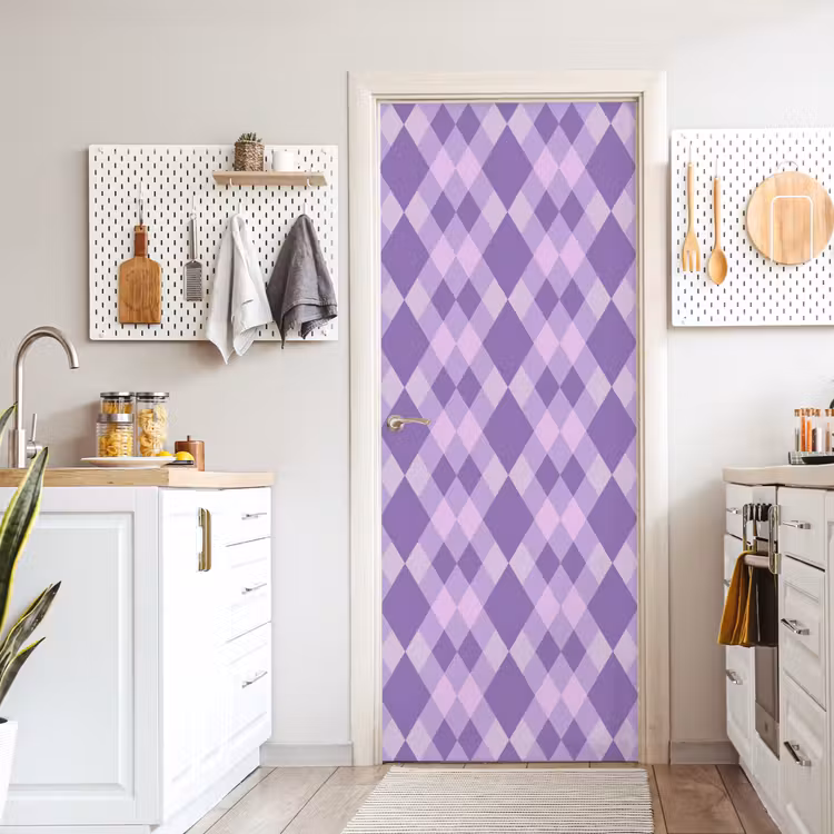 Deursticker - Paars - Geometrisch - Ruiten - Argyle - Patroon — 7