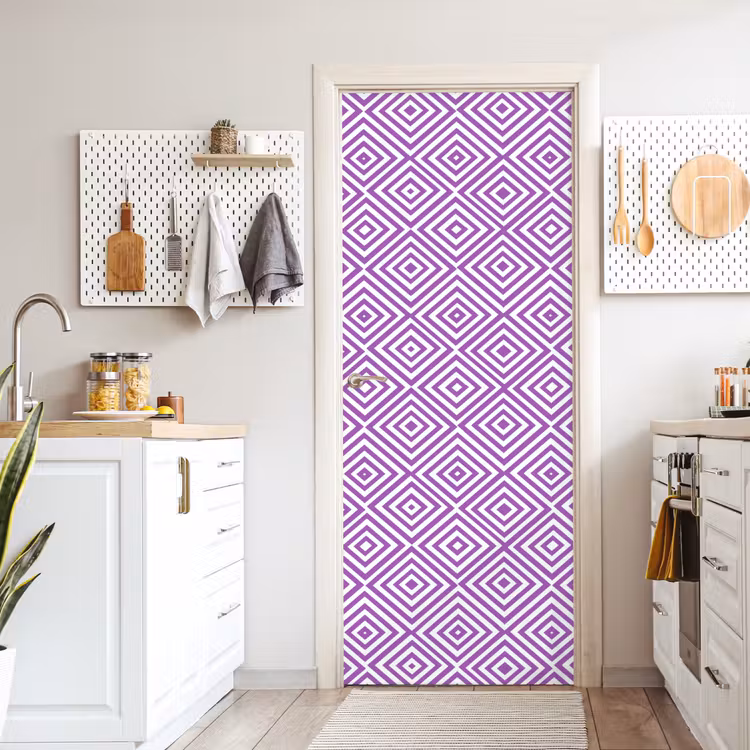 Deursticker - Paars - Geometrisch - Ruiten - Concentrisch - Patroon — 7