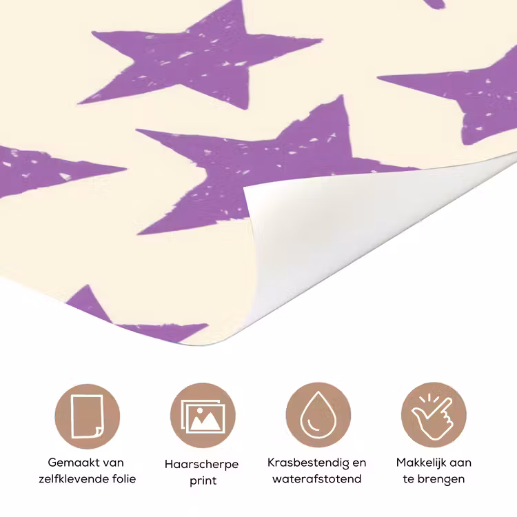 Deursticker - Paars - Geometrisch - Sterren - Stempel - Patroon — 3