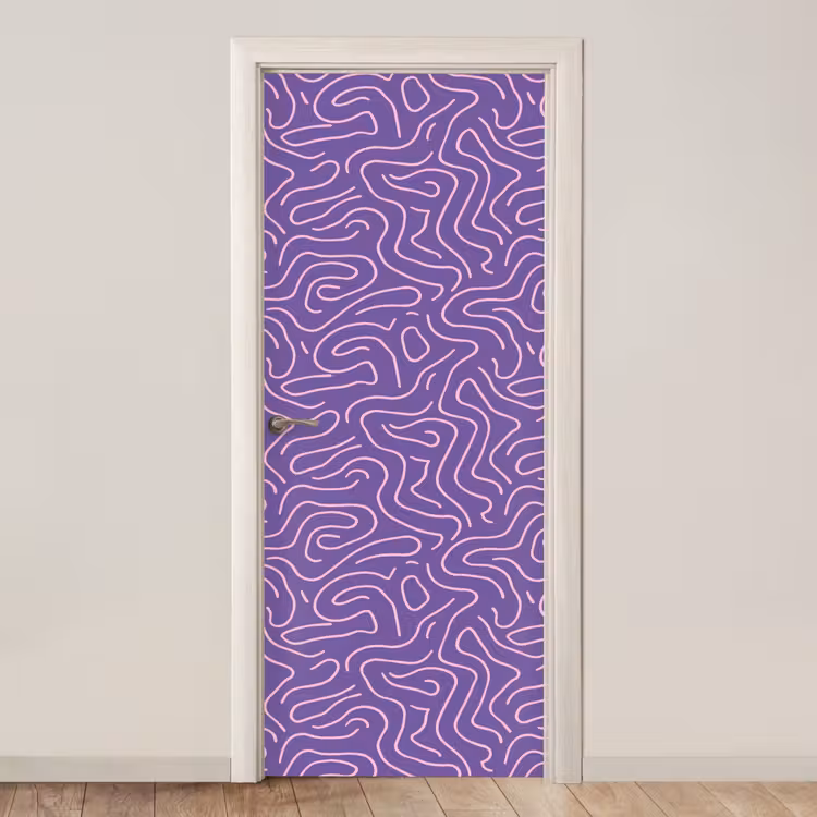 Deursticker - Paars - Roze - Abstract - Lijnen - Doolhof - Patroon — 1