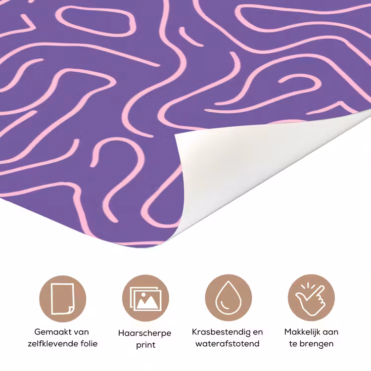 Deursticker - Paars - Roze - Abstract - Lijnen - Doolhof - Patroon — 3
