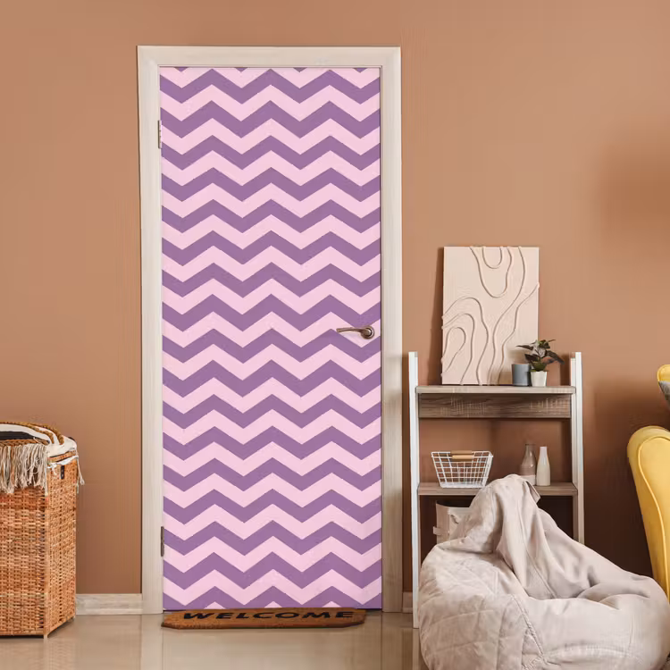 Deursticker - Paars - Roze - Geometrisch - Chevron - Zigzag - Patroon — 2