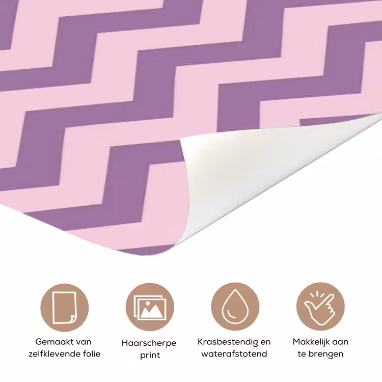 Deursticker - Paars - Roze - Geometrisch - Chevron - Zigzag - Patroon — 3