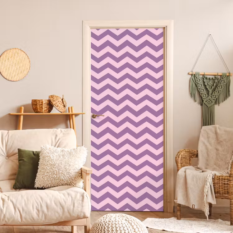 Deursticker - Paars - Roze - Geometrisch - Chevron - Zigzag - Patroon — 4