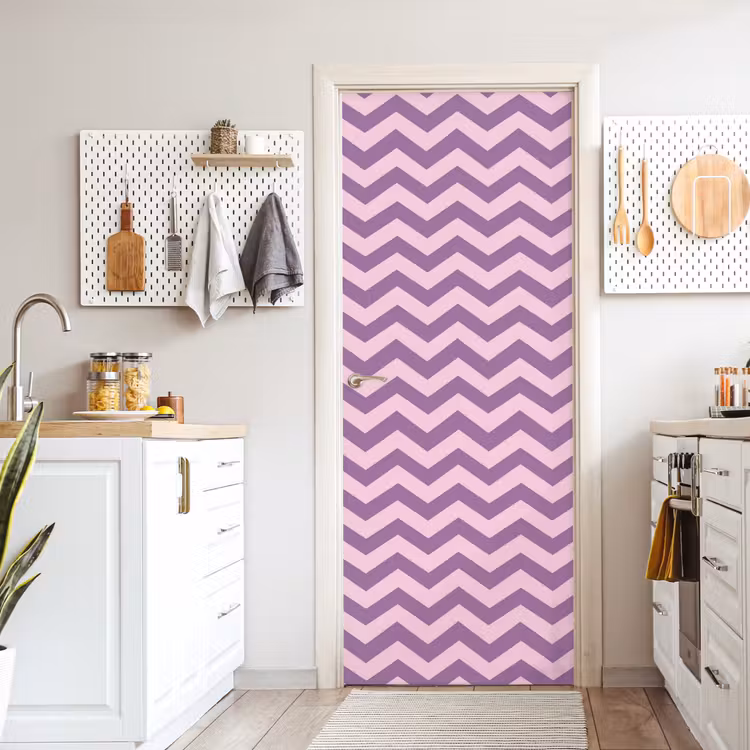 Deursticker - Paars - Roze - Geometrisch - Chevron - Zigzag - Patroon — 7