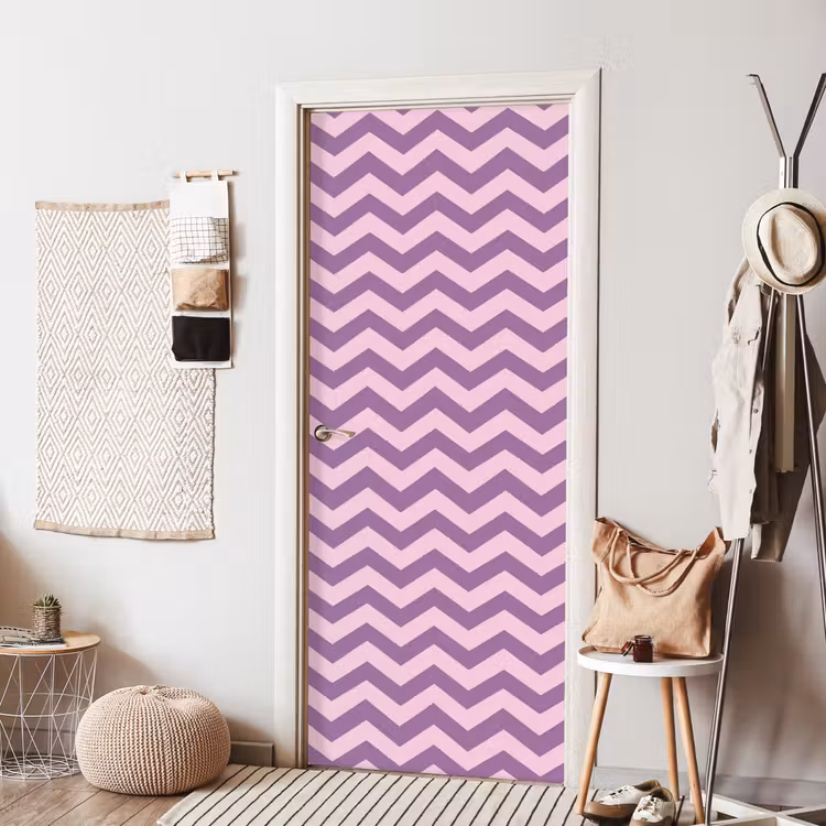 Deursticker - Paars - Roze - Geometrisch - Chevron - Zigzag - Patroon — 8