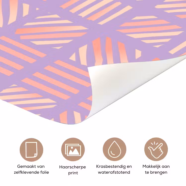 Deursticker - Paars - Roze - Geometrisch - Strepen - Blokken - Patroon — 3