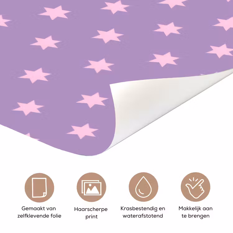 Deursticker - Paars - Roze - Sterren - Geometrisch - Patroon — 3