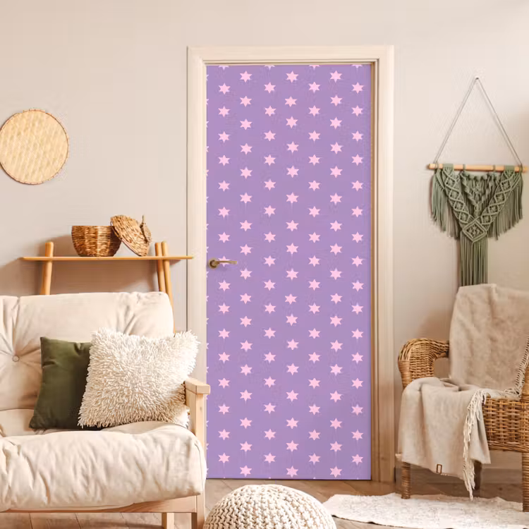 Deursticker - Paars - Roze - Sterren - Geometrisch - Patroon — 4