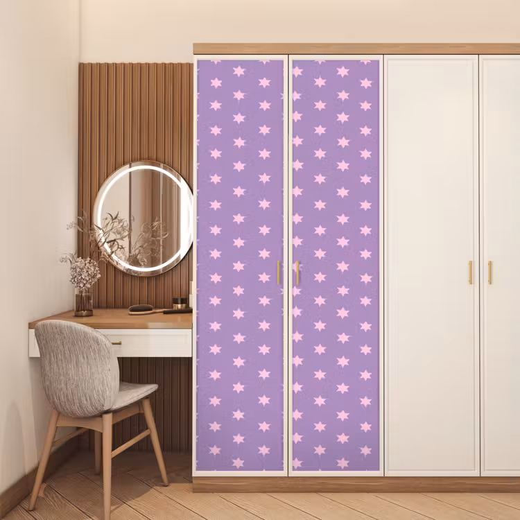 Deursticker - Paars - Roze - Sterren - Geometrisch - Patroon — 5