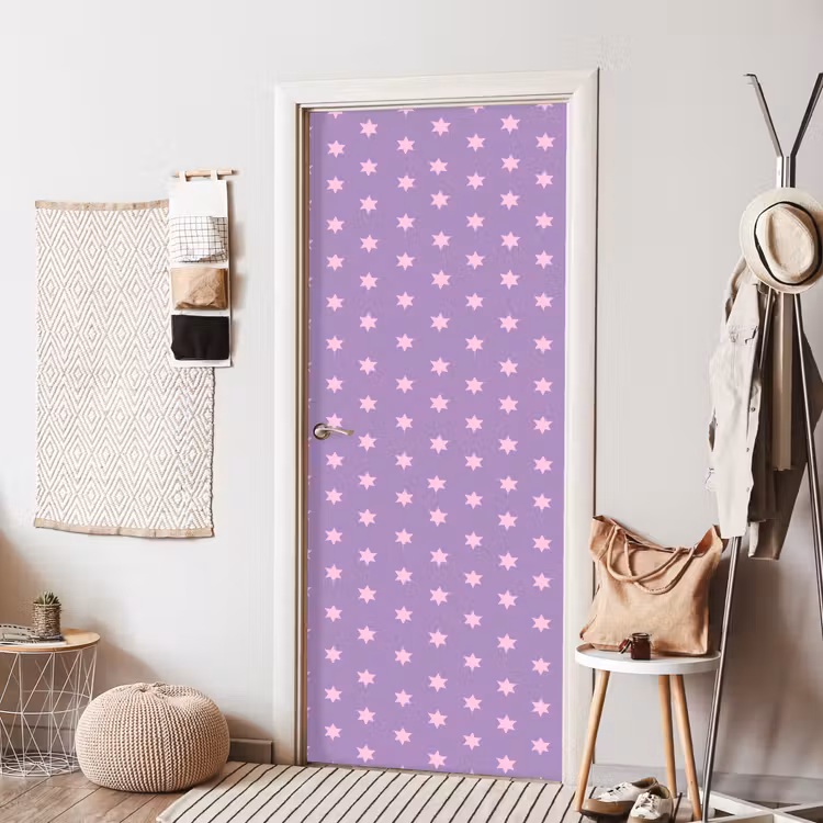 Deursticker - Paars - Roze - Sterren - Geometrisch - Patroon — 8