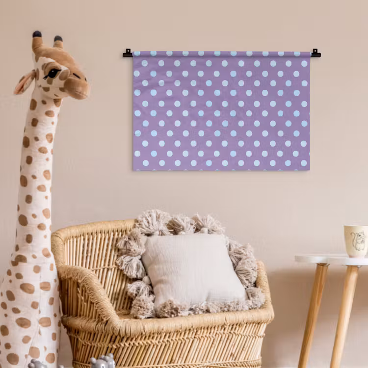 Wandkleed - Paars - Blauw - Geometrisch - Stippen - Polka Dot - Patroon — 5