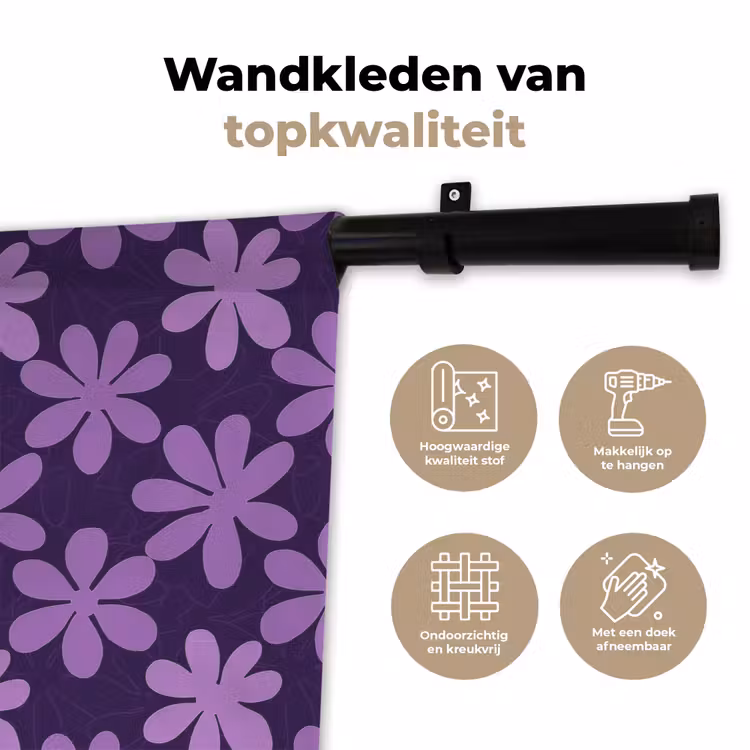 Wandkleed - Paars - Botanisch - Bloemen - Retro - Patroon — 3