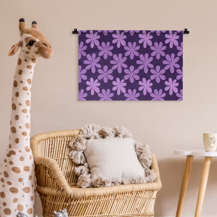 Wandkleed - Paars - Botanisch - Bloemen - Retro - Patroon — 5