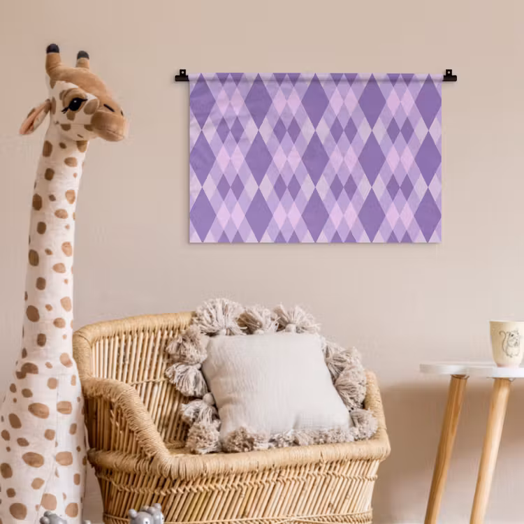 Wandkleed - Paars - Geometrisch - Ruiten - Argyle - Patroon — 5