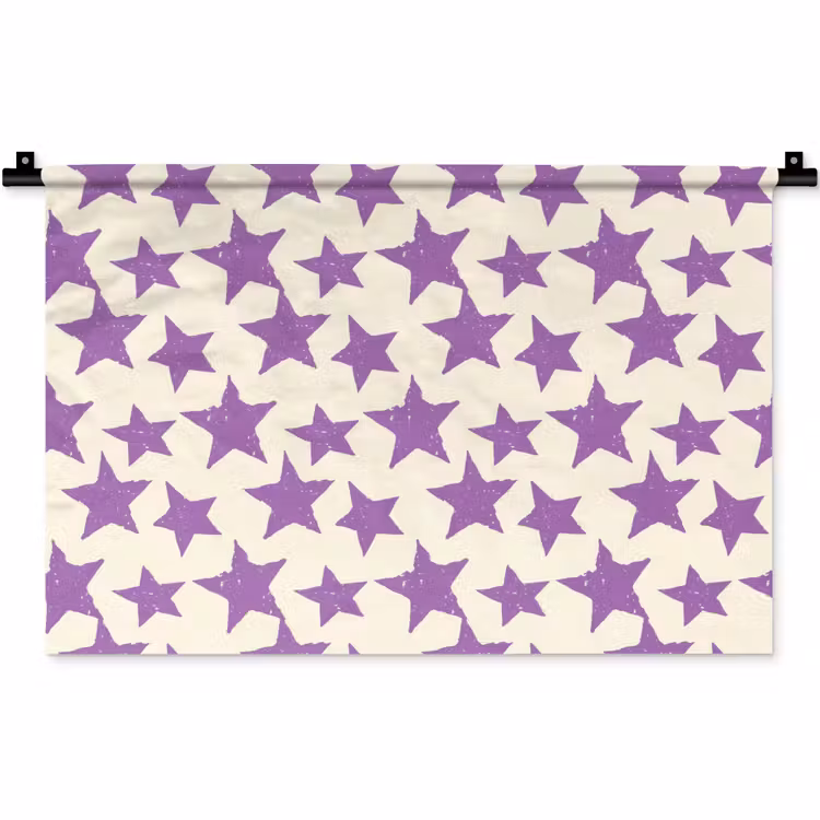 Wandkleed - Paars - Geometrisch - Sterren - Stempel - Patroon — 1