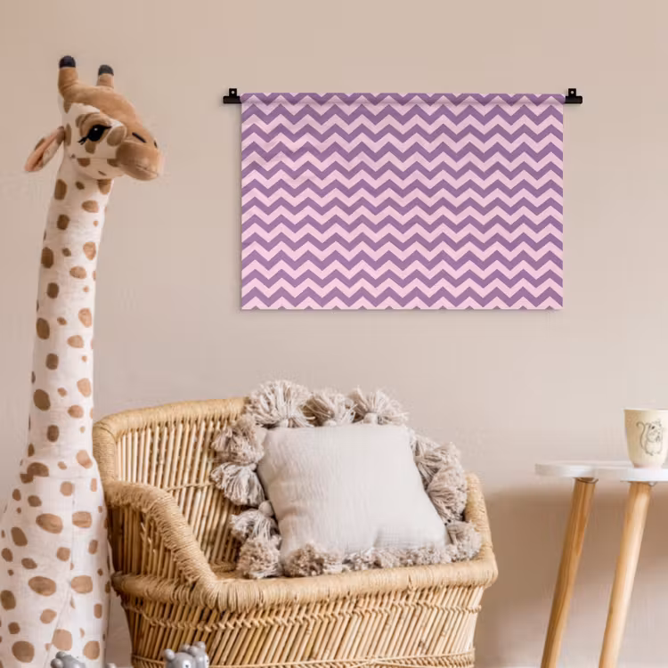 Wandkleed - Paars - Roze - Geometrisch - Chevron - Zigzag - Patroon — 5