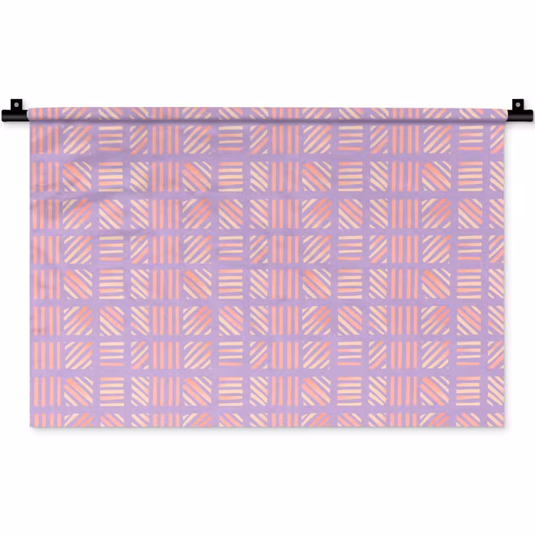 Wandkleed - Paars - Roze - Geometrisch - Strepen - Blokken - Patroon — 1