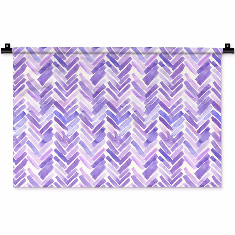 Wandkleed - Paars - Visgraat - Aquarel - Penseelstreken - Patroon — 1