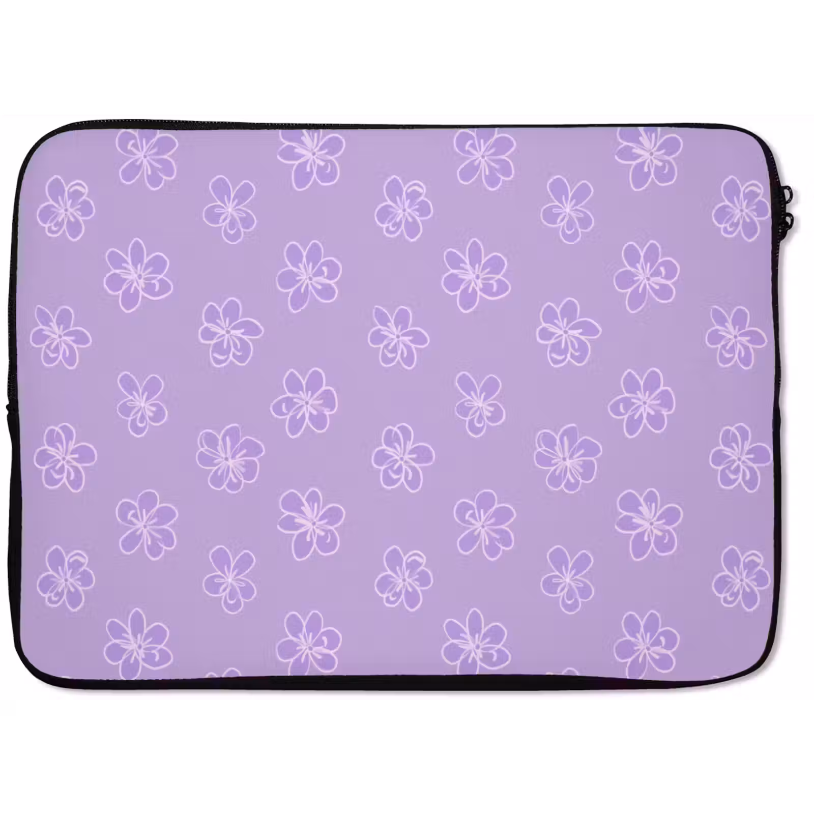Laptophoes Lila - Botanisch - Bloemen - Handgetekend - Patroon — 1