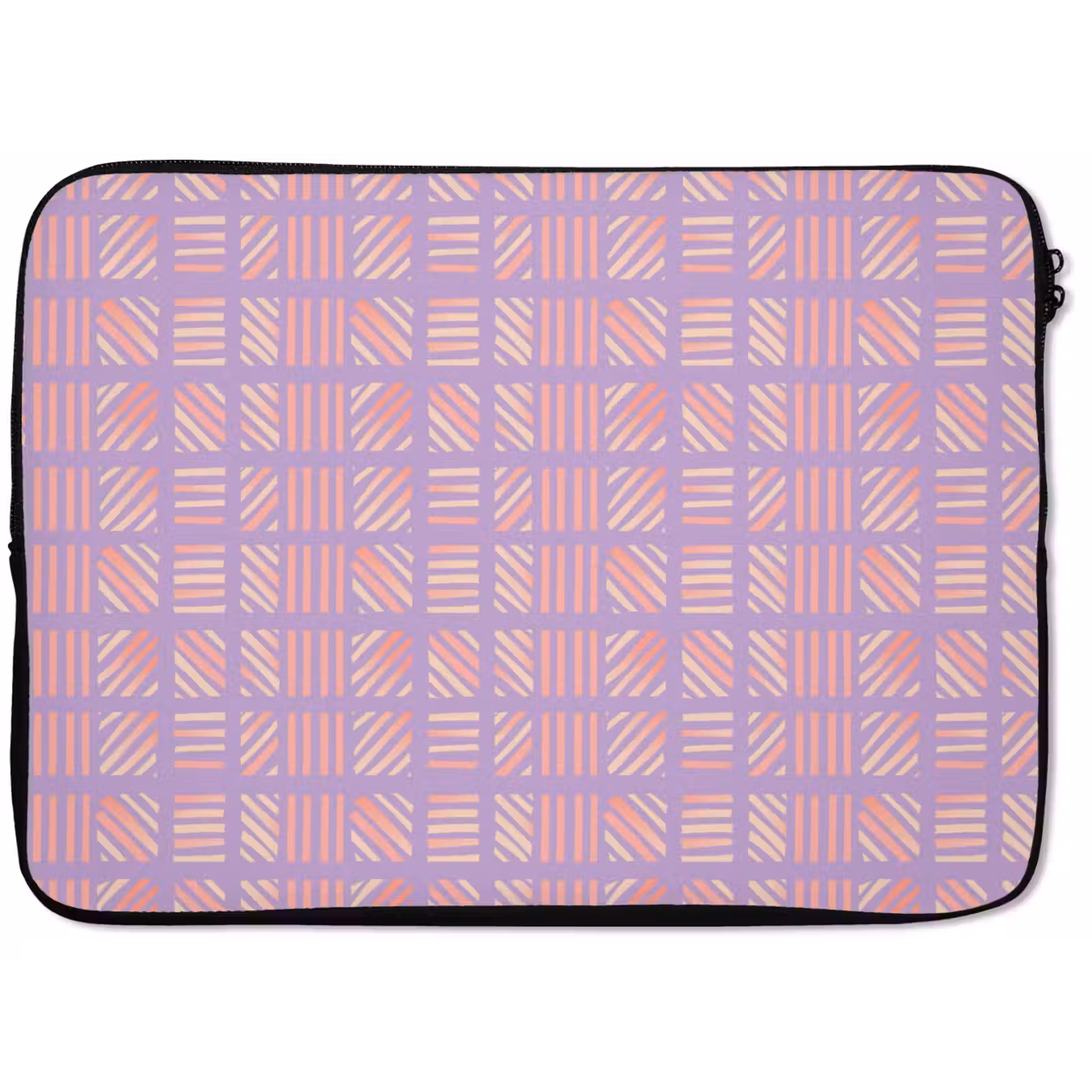 Laptophoes Paars - Roze - Geometrisch - Strepen - Blokken - Patroon — 1