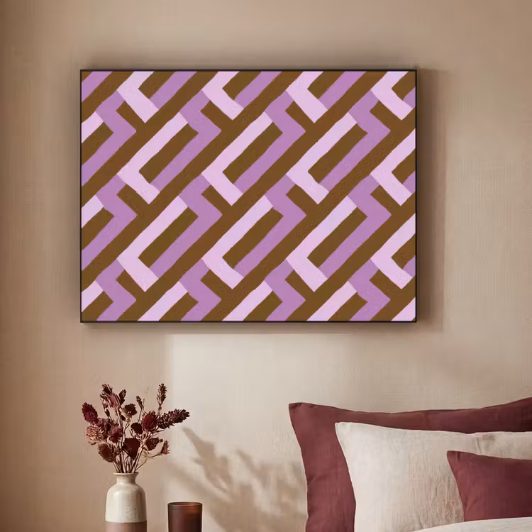 Art frame - Bruin - Roze - Geometrisch - Meander - Patroon — 3