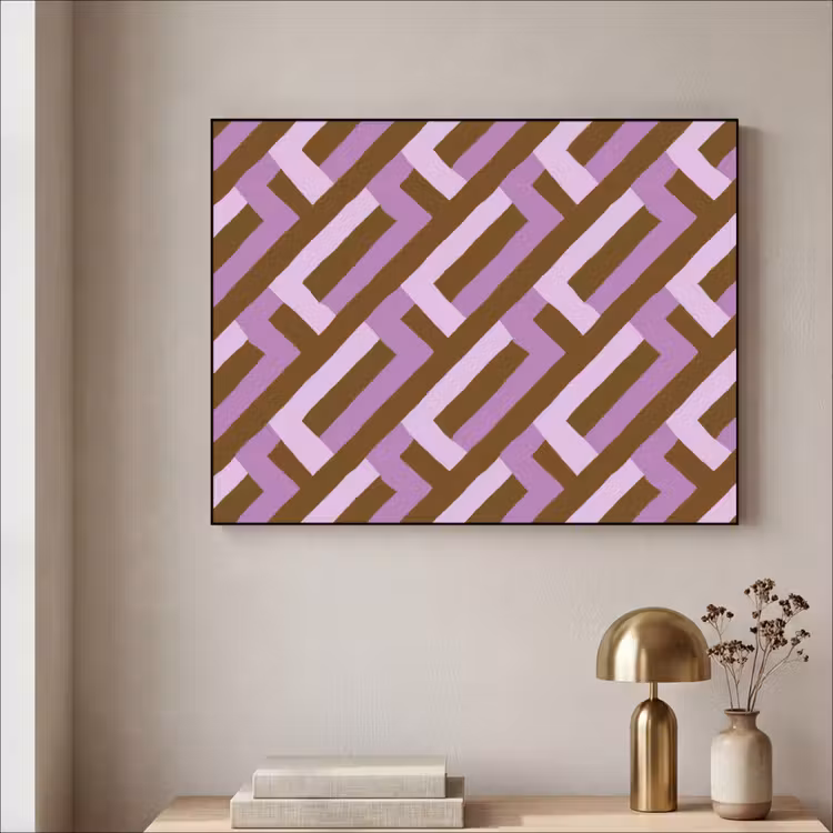Art frame - Bruin - Roze - Geometrisch - Meander - Patroon — 5