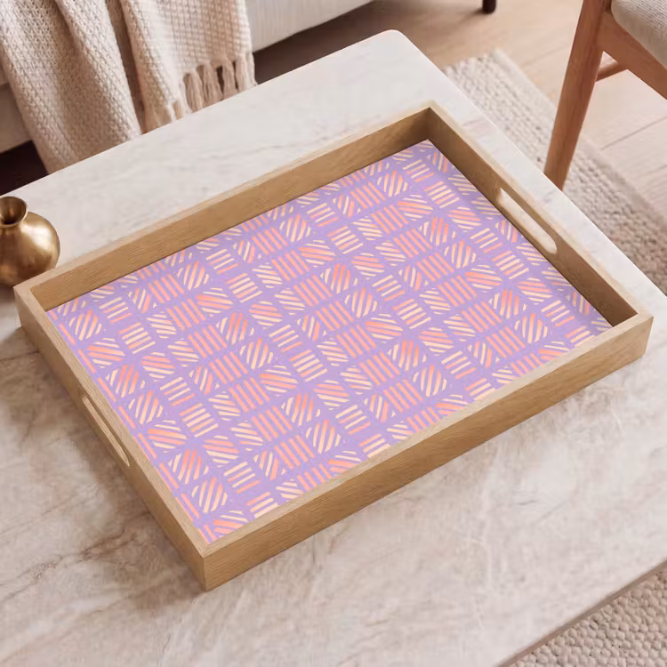 Dienblad - Paars - Roze - Geometrisch - Strepen - Blokken - Patroon — 2