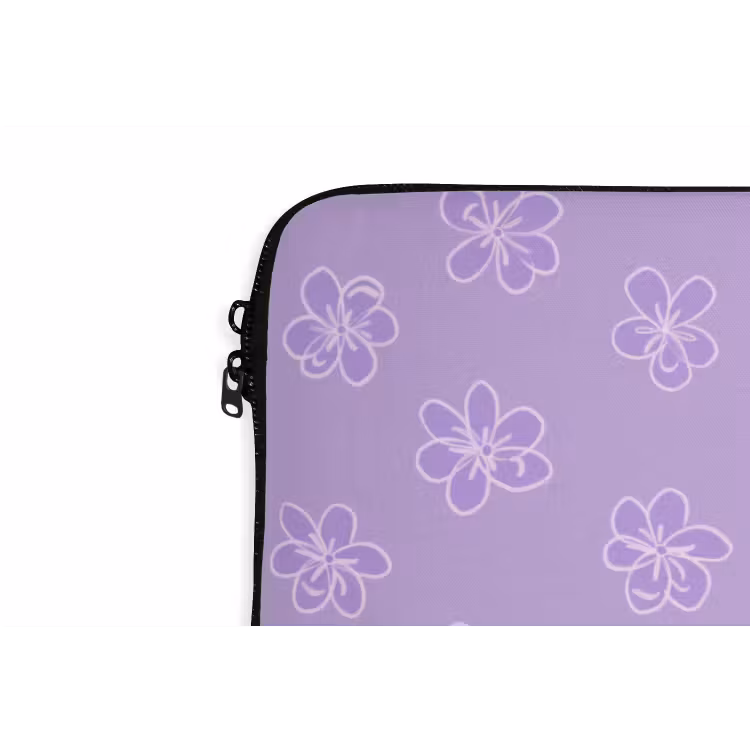 Laptophoes Lila - Botanisch - Bloemen - Handgetekend - Patroon — 5