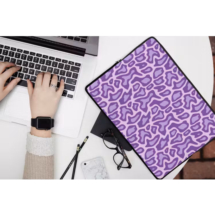 Laptophoes Paars - Abstract - Luipaard - Vlekken - Groovy - Patroon — 3