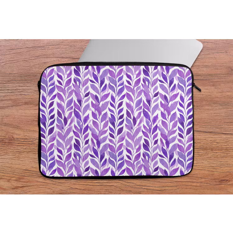 Laptophoes Paars - Botanisch - Bladeren - Aquarel - Takken - Patroon — 2