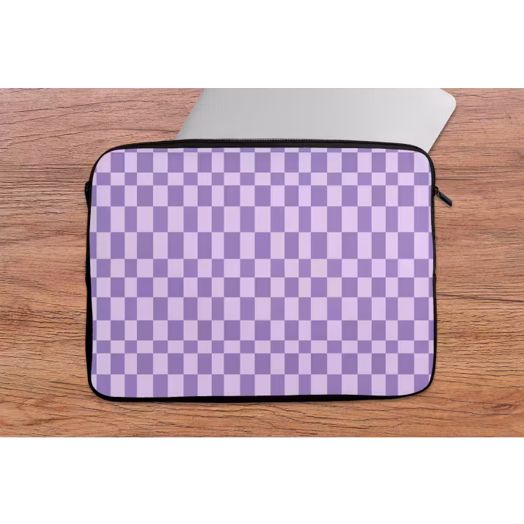Laptophoes Paars - Geometrisch - Dambord - Blokken - Patroon — 2