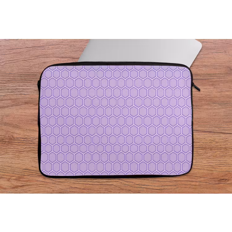 Laptophoes Paars - Geometrisch - Honeycomb - Bijenraat - Patroon — 2