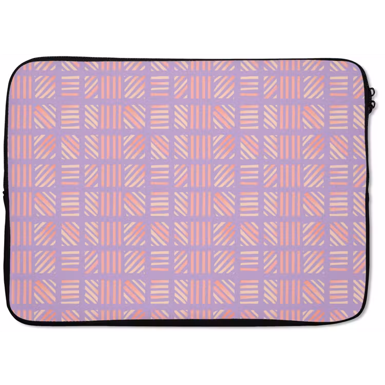 Laptophoes Paars - Roze - Geometrisch - Strepen - Blokken - Patroon — 1