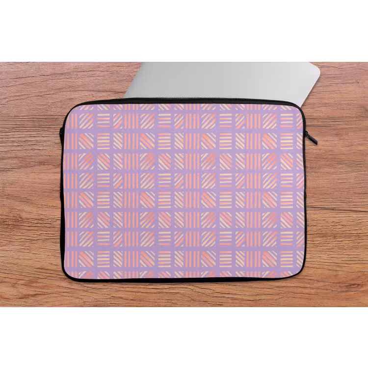 Laptophoes Paars - Roze - Geometrisch - Strepen - Blokken - Patroon — 2