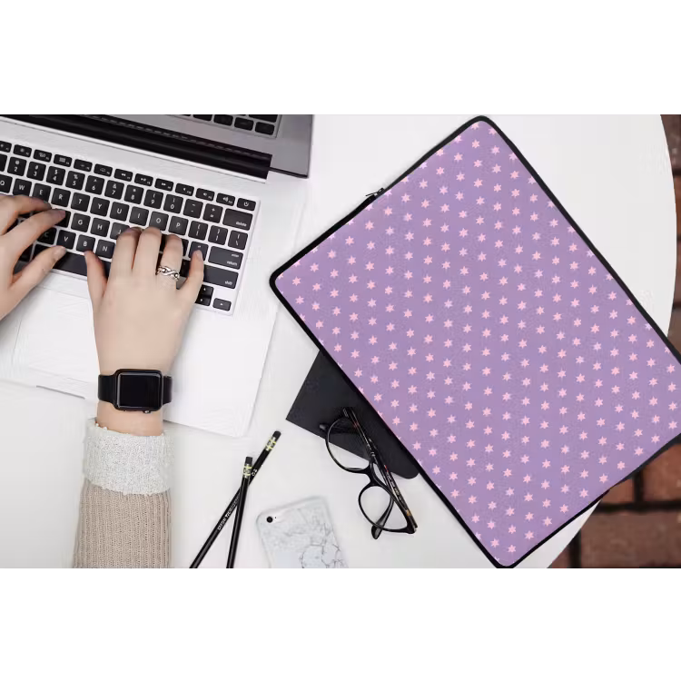 Laptophoes Paars - Roze - Sterren - Geometrisch - Patroon — 3